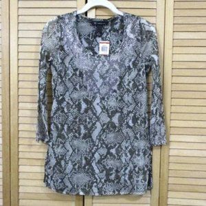 Inc International Concepts Embellished Snake Print Mesh Tunic Top XS